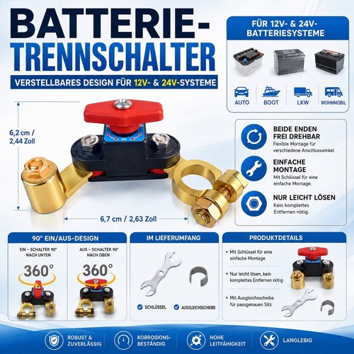 12v 24v batterie - 12v, trennschalter