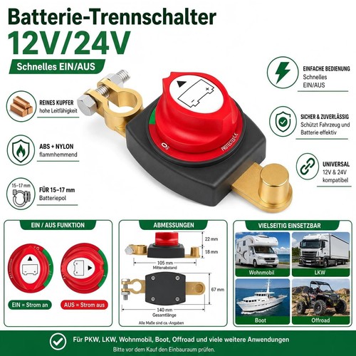 Batterie trennschalter 12v - 12v, 24v
